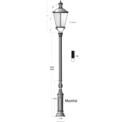 Straßenlaterne mit Rund-Laterne S2KL.862.4L