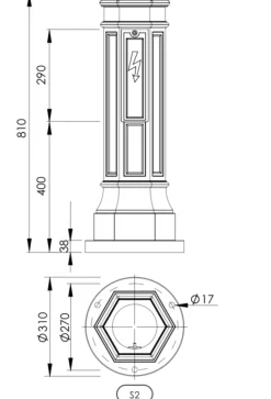Straßenlaterne mit zwei Acrlykugeln S2TZ.G22A.05