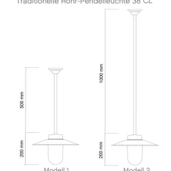 Traditionelle Rohrpendel-Leuchte 38-CL L/XL