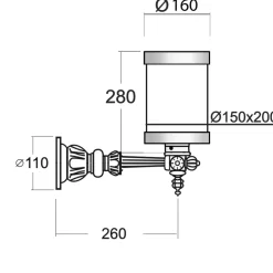 Tubenleuchte mit Wandarm Danzig S/M.37 A2.B2