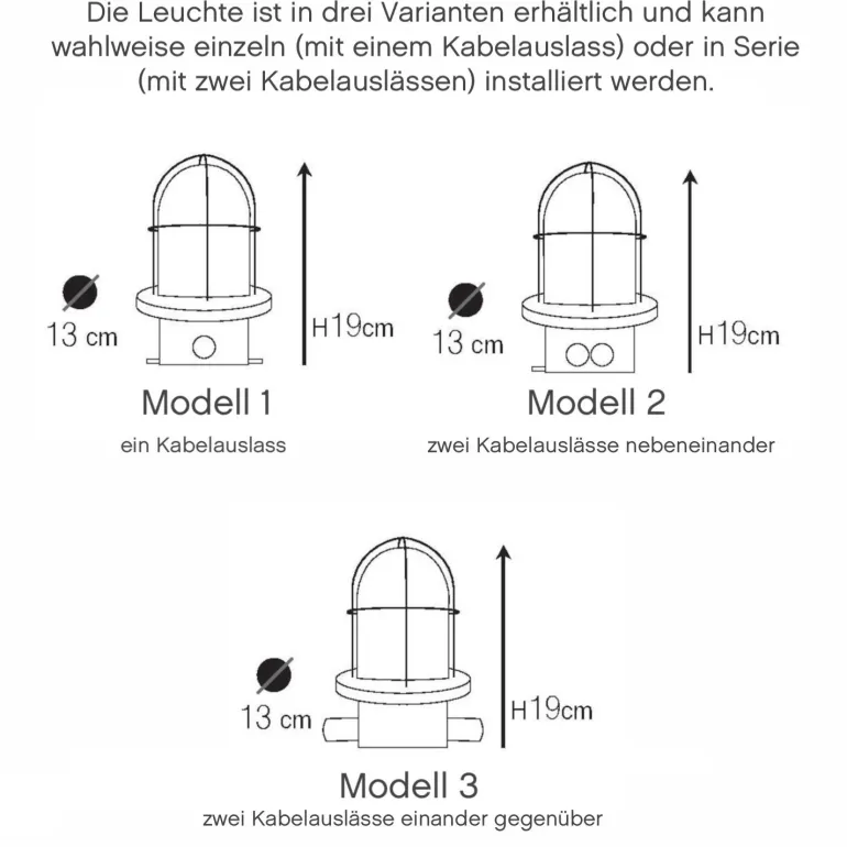 Vielseitig einsetzbare Schiffsleuchte N° 10/11/12 für außen aus Messing