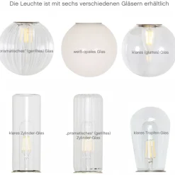 Vierarmige Pendelleuchte mit sechs Glasoptionen, IP65