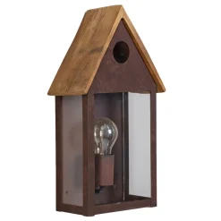 Vogelhaus-Wandleuchte mit Akazienholzdach Coucou MM