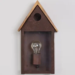 Vogelhaus-Wandleuchte mit Akazienholzdach Coucou MM
