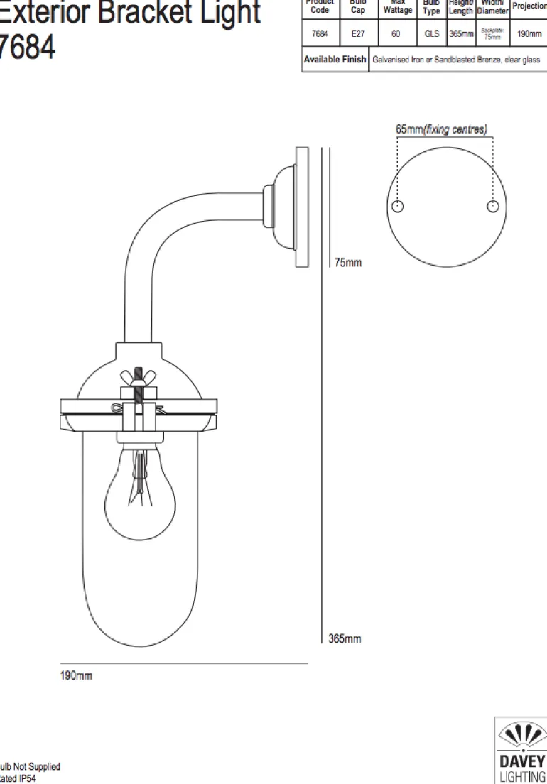 Wandlampe aus Gusseisen oder Bronze 7684/GA/060C/A