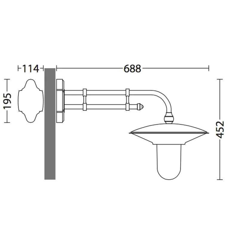 Wandlampe für Außen mit Doppelrohr-Wandarm