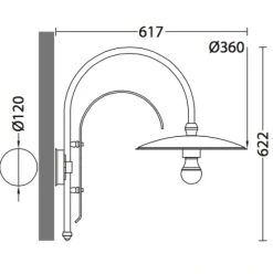 Wandlampe für außen mit großem Bogenarm