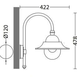 Wandlampe für Außen mit Industriestil-Schirm