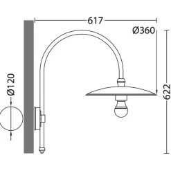 Wandlampe für außen mit schlichtem Bogenarm