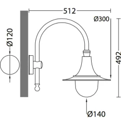 Wandlampe für außen mit tiefgezogenem Schirm
