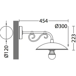 Wandlampe für Außen mit verzierter Armstütze