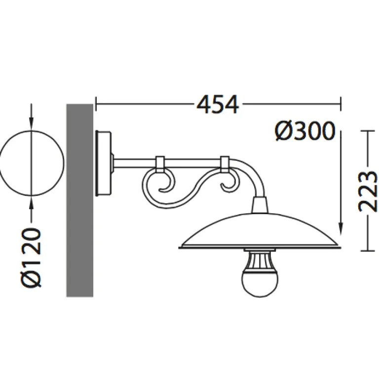 Wandlampe für Außen mit verzierter Armstütze