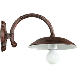 Wandlampe für außen ohne Glas mit kleinem Bogenarm