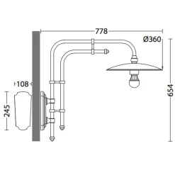 Wandlampe für außen ohne Glas mit Doppelrohrwandarm