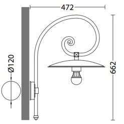 Wandlampe für außen ohne Glas mit Bischofstab