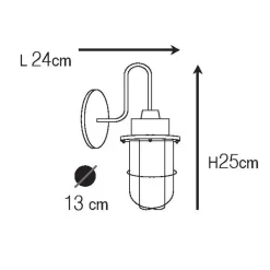 Wandlampe N° 563 aus Messing im Schiffsleuchten-Stil