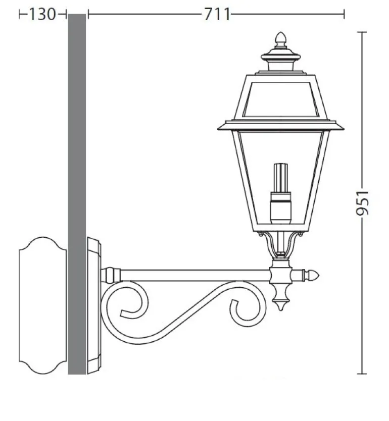Wandlaterne mit geschlossenem Dach