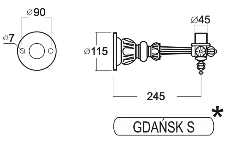 Wandlaterne mit massivem Wandarm Danzig S 60.61 TL
