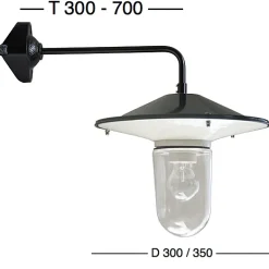 Wandleuchte Flensburg RO 130 mit Glassturz und Einrohr-Wandarm