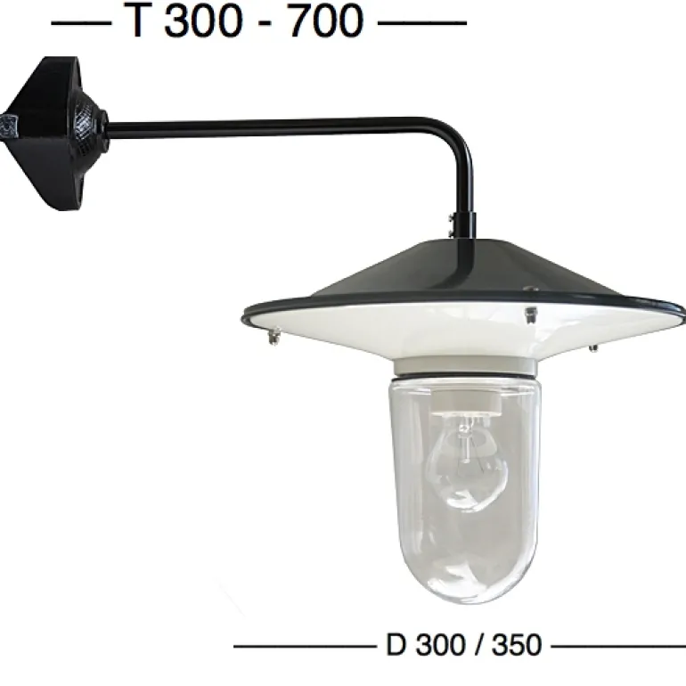 Wandleuchte Flensburg RO 130 mit Glassturz und Einrohr-Wandarm