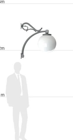 Wandleuchte für Außen mit großer Acrylkugel 416A1.05