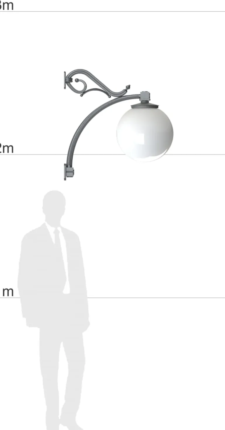 Wandleuchte für Außen mit großer Acrylkugel 416A1.05