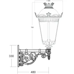 Wandleuchte mit Empire-Laterne Kiew.42JK