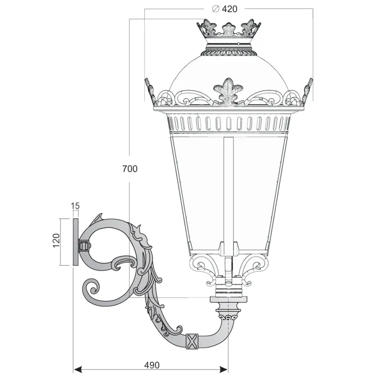 Wandleuchte mit Empire-Laterne 413.42JK