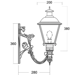Wandleuchte mit Glasmantellaterne Prag M-M 40CU