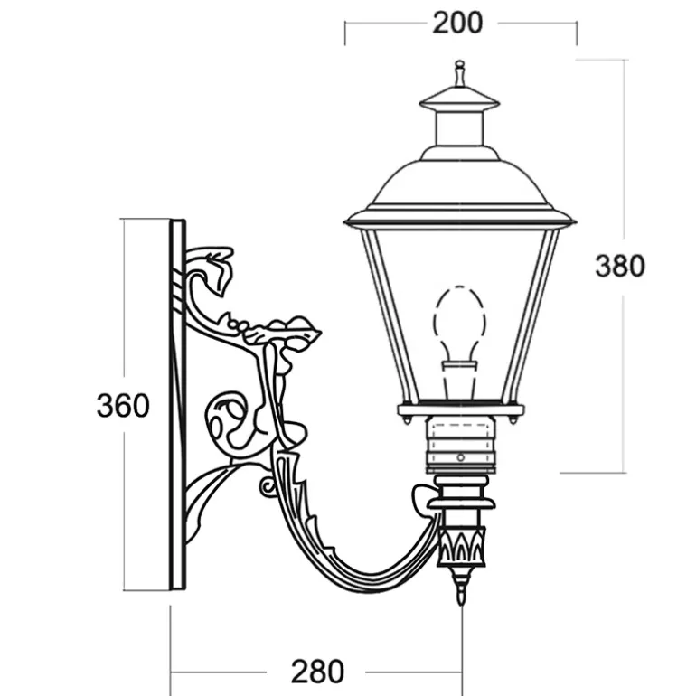 Wandleuchte mit Glasmantellaterne Prag M-M 40CU
