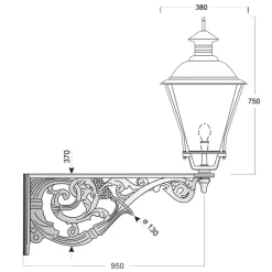 Wandleuchte mit Kupfer-Laterne Warschau 42 CU