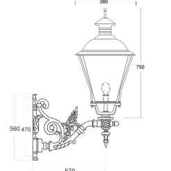Wandleuchte mit Kupfer-Laterne Krakau 42 CU