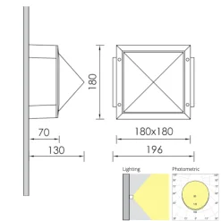 Wandleuchte mit pyramidenförmigem Glas Varius 5