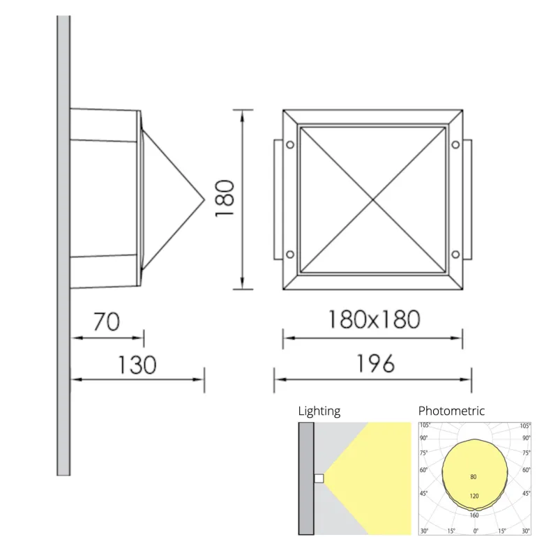 Wandleuchte mit pyramidenförmigem Glas Varius 5