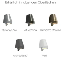Wegeleuchte BEAMY aus Zink oder Messing am Teakholz-Standfuß