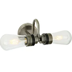 Zweiflammige Glaskolben-Wandleuchte Mical mit IP 65 und LED