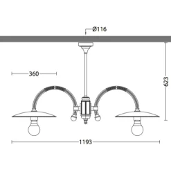 Zweiflammige historische Deckenlampe für außen