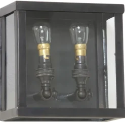 Zweiflammige Messing-Wandleuchte Vitrine petit