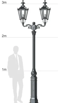 Zweiflammige Schinkel-Mastleuchte S2ML Berlin 72, 316 cm