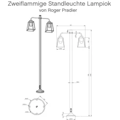 Zweiflammige Standleuchte Lampiok, IP 65