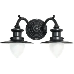 Zweiflammige Wandlampe für Außen mit Spitzzylindern