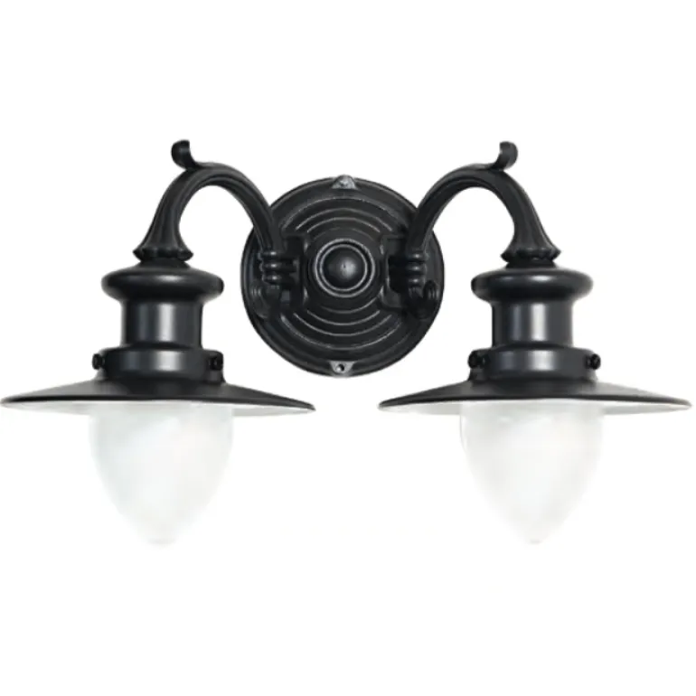 Zweiflammige Wandlampe für Außen mit Spitzzylindern